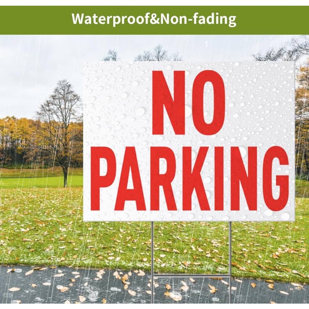 3 Pack No Parking Signs with Stand, 16" x 12"